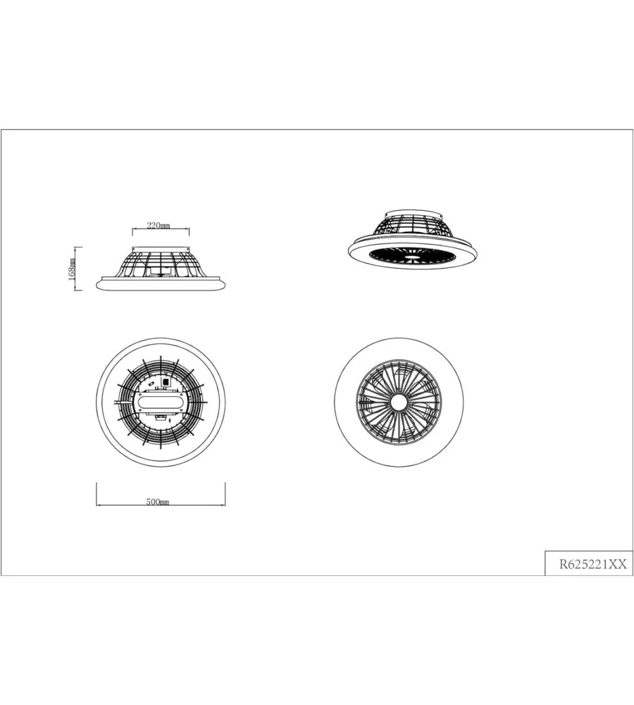 VENTILATORE DA SOFFITTO "STRALSUND" NERO CON LED INCLUSO Ø50 CM, 30W